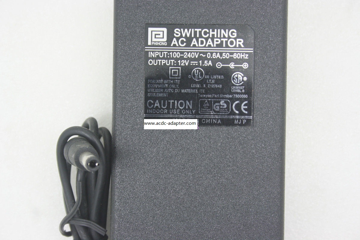 New 12V 1.5A PHIHONG SWITCHING AC POWER ADAPTER New 12V 1.5A PHIHONG SWITCHING AC POWER ADAPTER